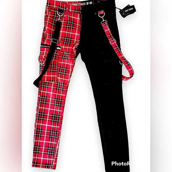Hot Topic Other - Hot Topic Red and Black Plaid Men Pants